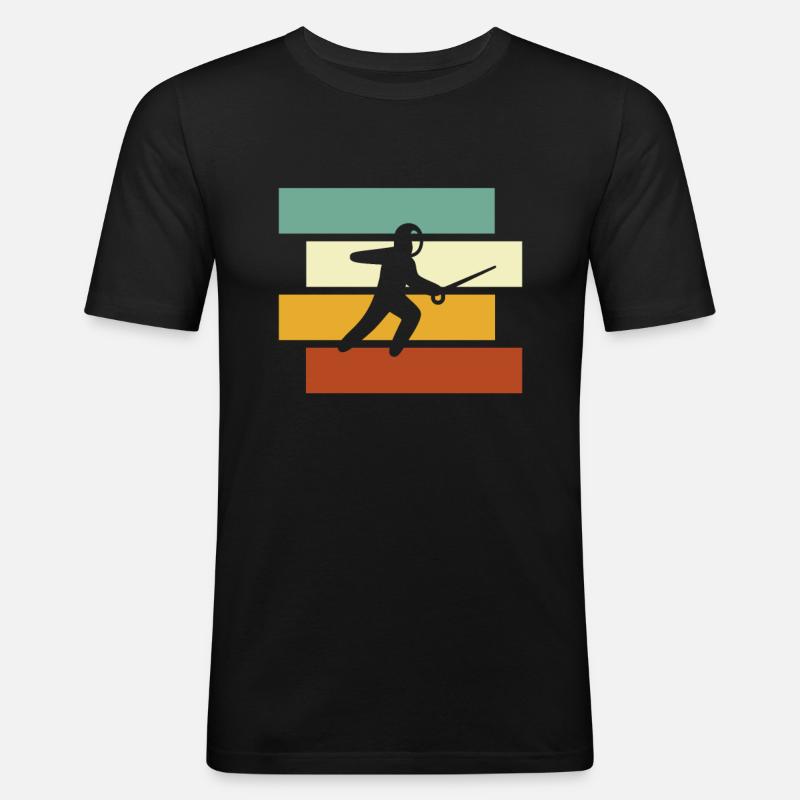 Fechten Retro - Männer Slim Fit T-Shirt - Schwarz