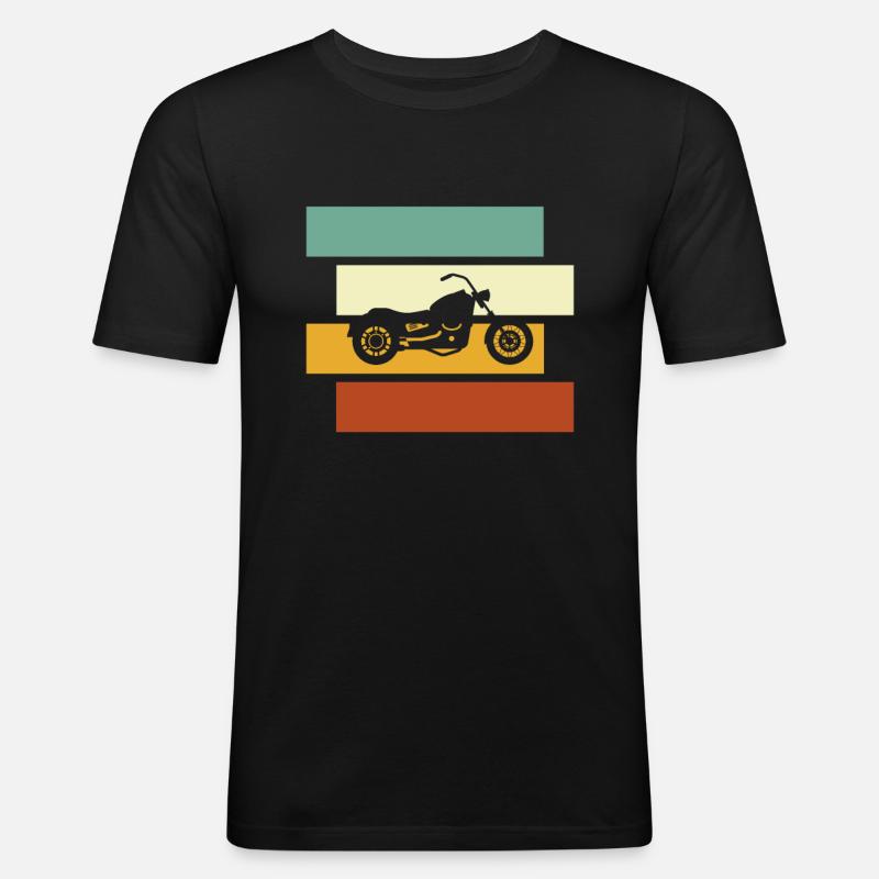 Motorrad Retro - Männer Slim Fit T-Shirt - Schwarz