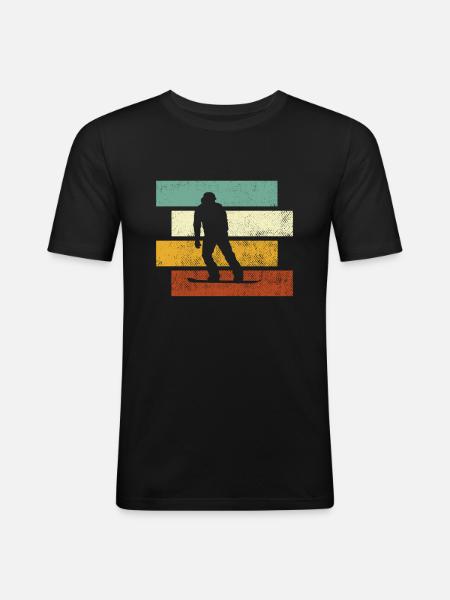 Snowboard Rétro - T-shirt près du corps Homme - noir