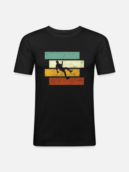 Escalade Rétro - T-shirt près du corps Homme - noir