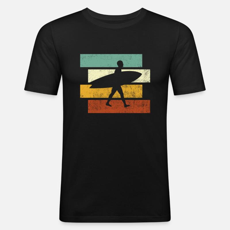 Surfen Retro - Männer Slim Fit T-Shirt - Schwarz