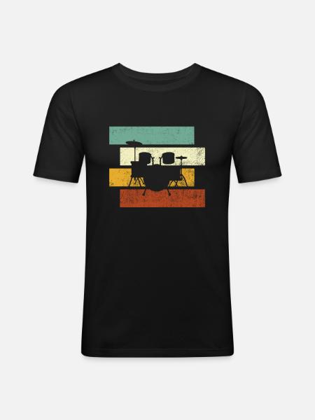 Batterie Rétro - T-shirt près du corps Homme - noir