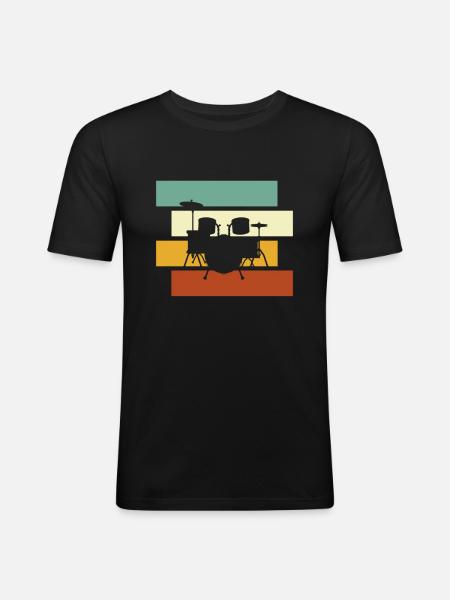 Drums Retro - Men's Slim Fit T-Shirt - black