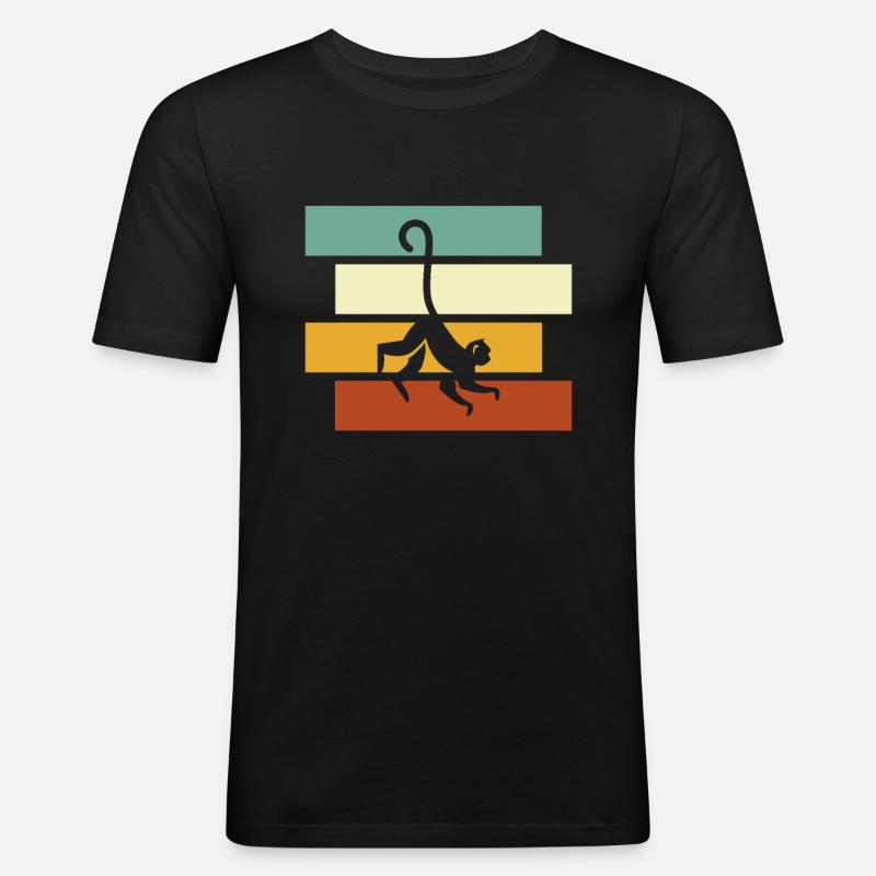 Affe Retro - Männer Slim Fit T-Shirt - Schwarz