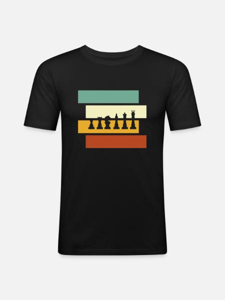 Échecs Rétro - T-shirt près du corps Homme - noir
