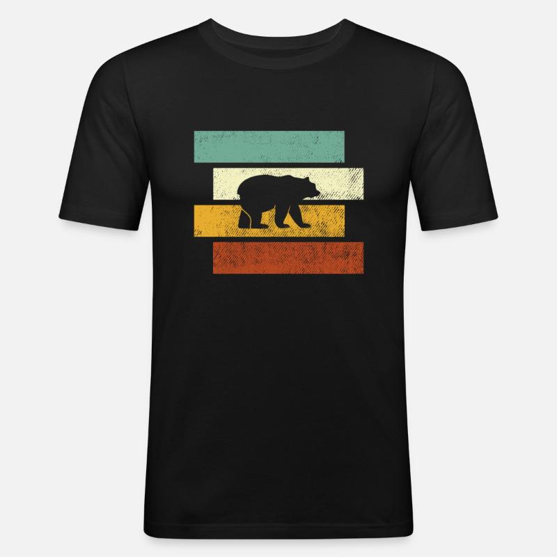 Bär Retro - Männer Slim Fit T-Shirt - Schwarz