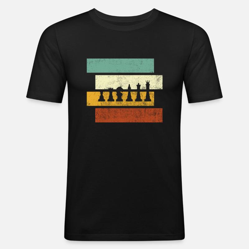 Schach Retro - Männer Slim Fit T-Shirt - Schwarz