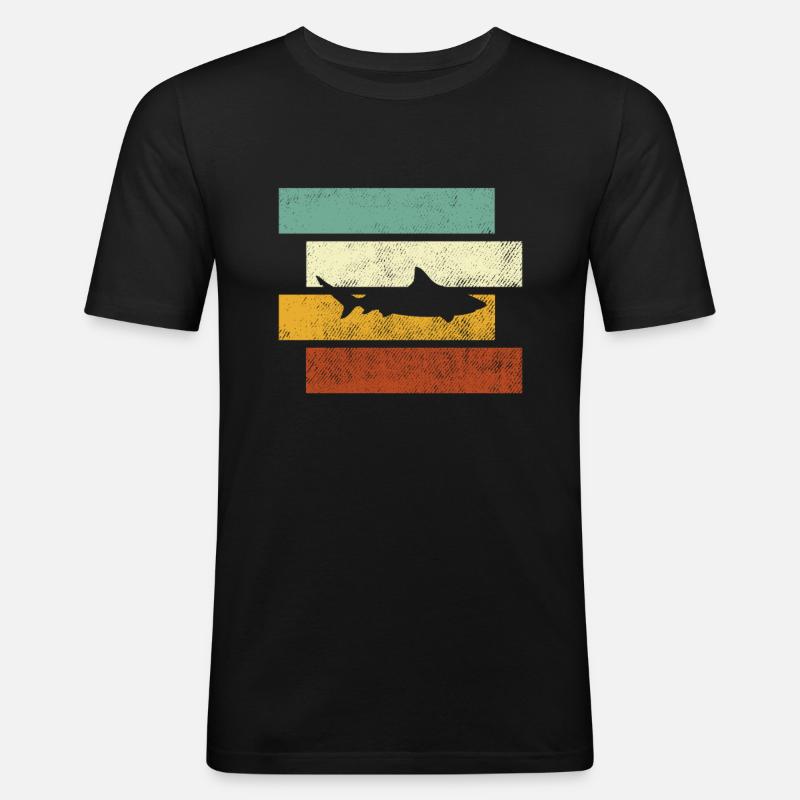 Hai Retro - Männer Slim Fit T-Shirt - Schwarz