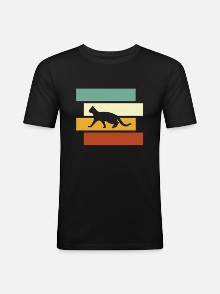 Chat Rétro - T-shirt près du corps Homme - noir