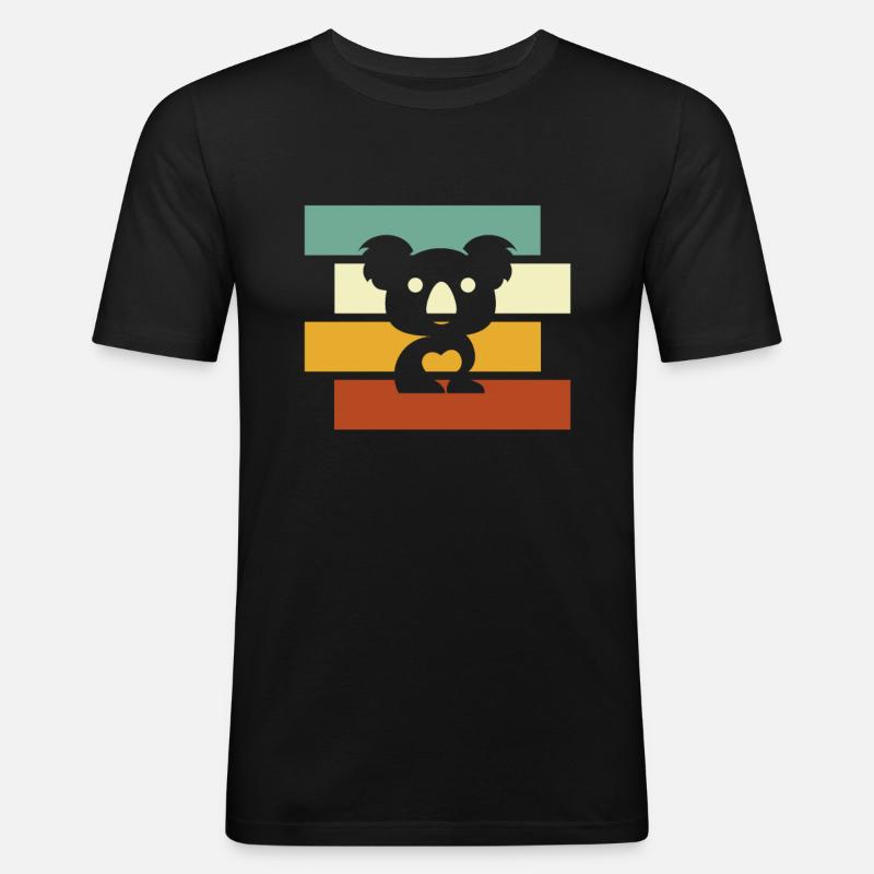 Koala Retro - Männer Slim Fit T-Shirt - Schwarz