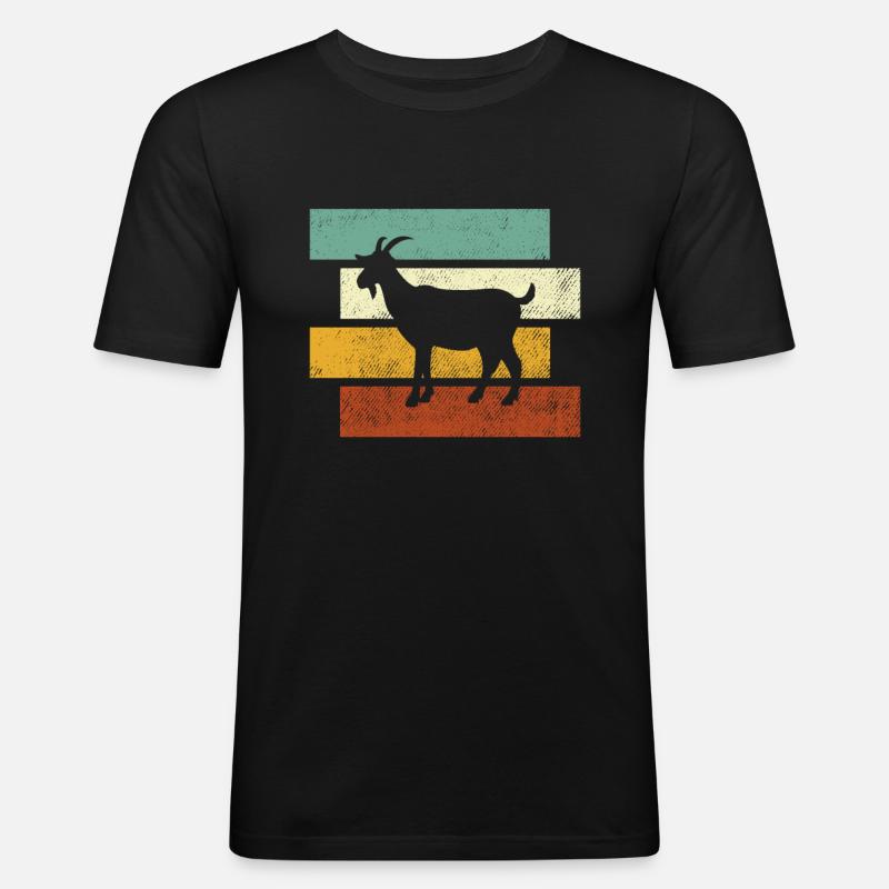 Ziege Retro - Männer Slim Fit T-Shirt - Schwarz