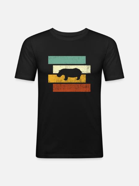 Hippopotamus Retro - Men's Slim Fit T-Shirt - black