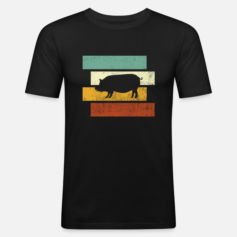 Pig Retro - Men's Slim Fit T-Shirt - black