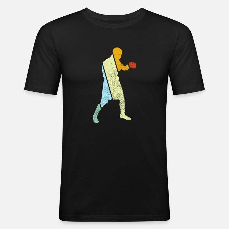 Boxen Retro - Männer Slim Fit T-Shirt - Schwarz