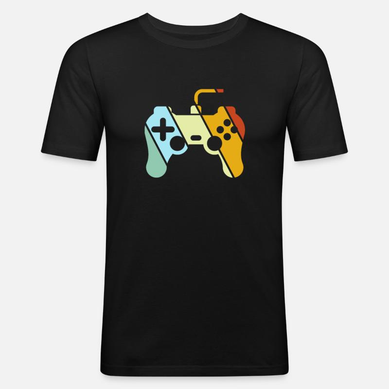 Gaming Retro - Männer Slim Fit T-Shirt - Schwarz