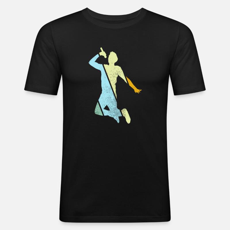 Singen Retro - Männer Slim Fit T-Shirt - Schwarz