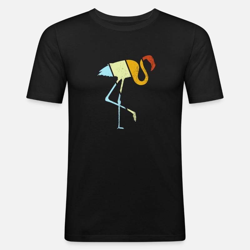 Flamingo Retro - Männer Slim Fit T-Shirt - Schwarz