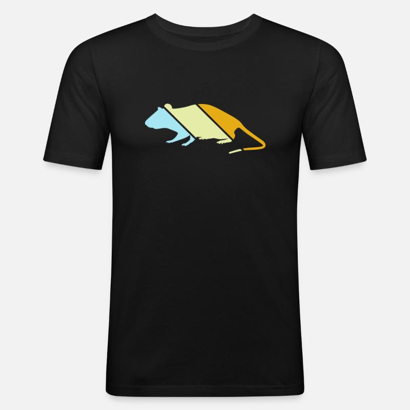 Maus Retro - Männer Slim Fit T-Shirt - Schwarz