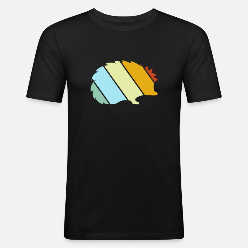 Igel Retro - Männer Slim Fit T-Shirt - Schwarz
