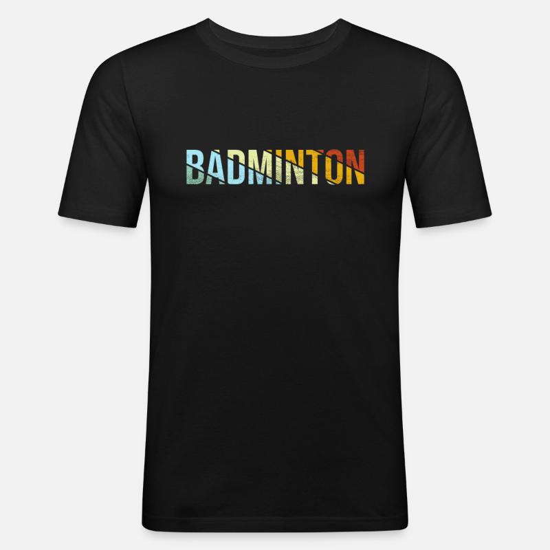 Badminton Retro - Männer Slim Fit T-Shirt - Schwarz