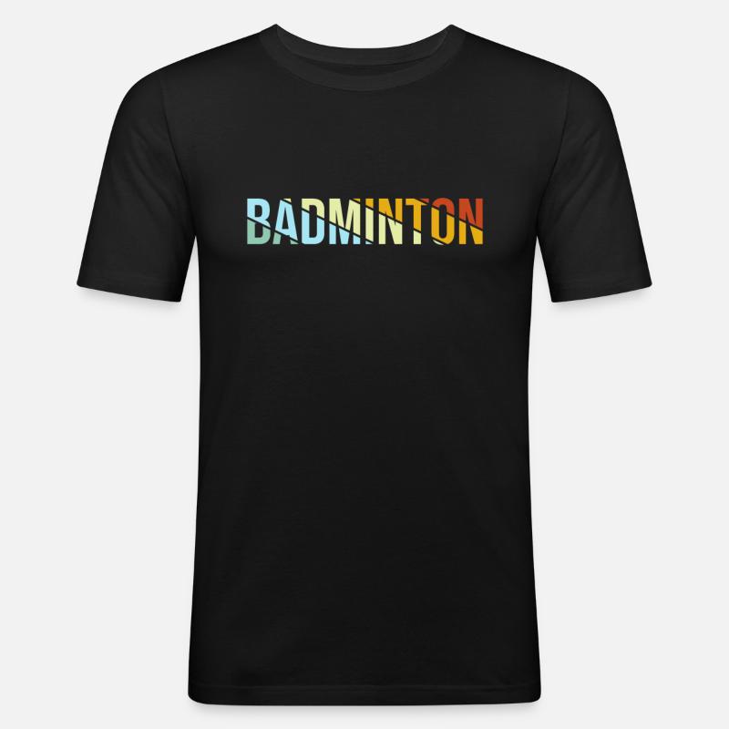 Badminton Retro - Männer Slim Fit T-Shirt - Schwarz