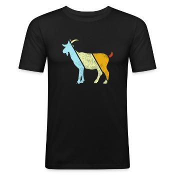 Goat Retro - Men's Slim Fit T-Shirt - black - Front - Nik (191cm)