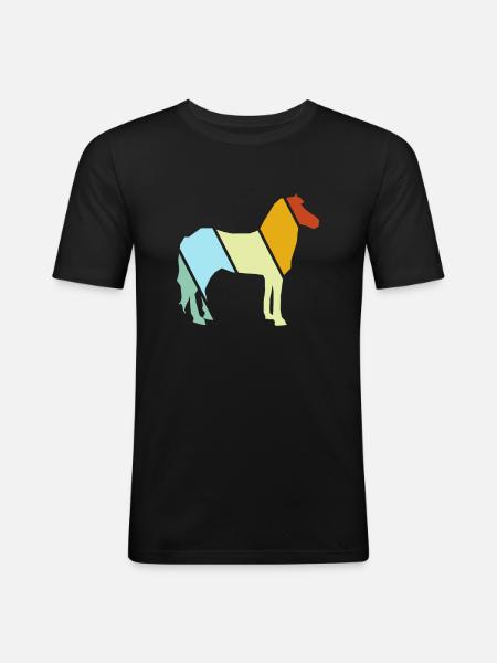 Cheval Rétro - T-shirt près du corps Homme - noir
