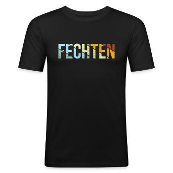 Fechten Retro - Männer Slim Fit T-Shirt - Schwarz - Vorne - Nik (191cm)