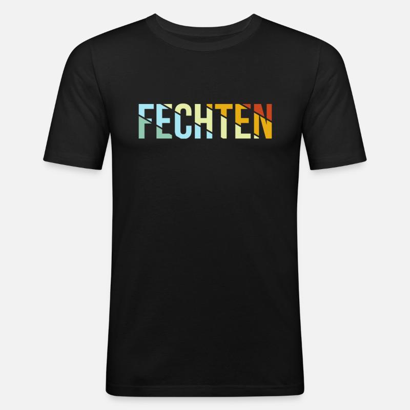 Fechten Retro - Männer Slim Fit T-Shirt - Schwarz