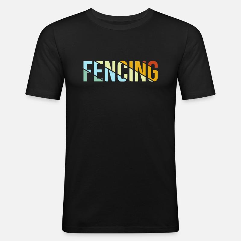 Fechten Retro - Männer Slim Fit T-Shirt - Schwarz