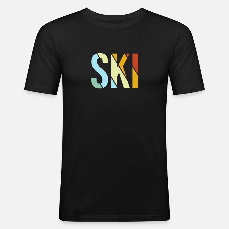 Ski Retro - Männer Slim Fit T-Shirt - Schwarz