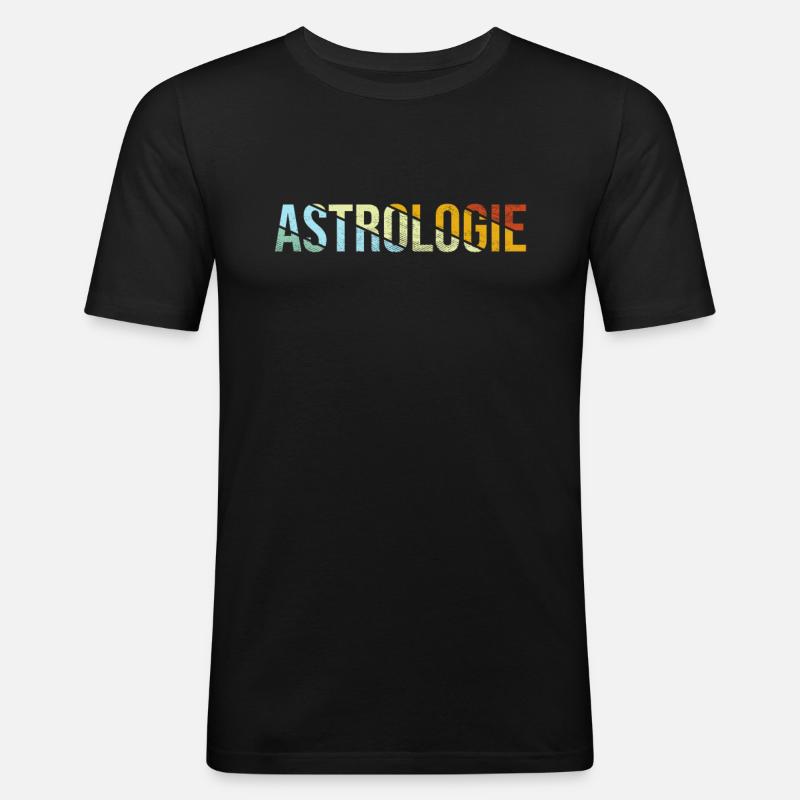Astrologie Retro - Männer Slim Fit T-Shirt - Schwarz