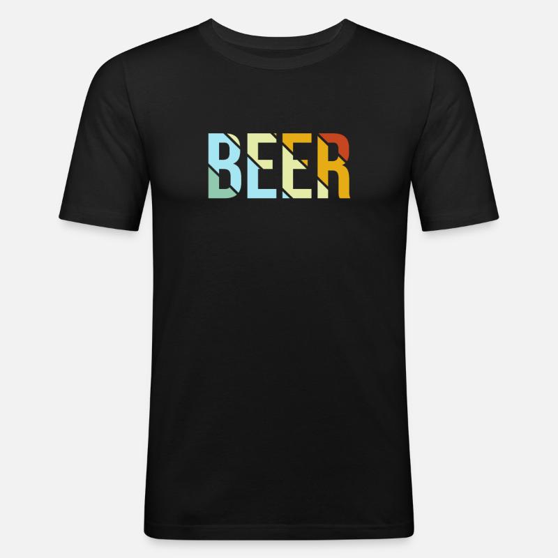 Bier Retro - Männer Slim Fit T-Shirt - Schwarz