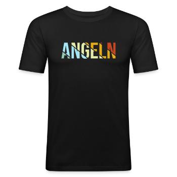 Angeln Retro - Männer Slim Fit T-Shirt - Schwarz - Vorne - Nik (191cm)