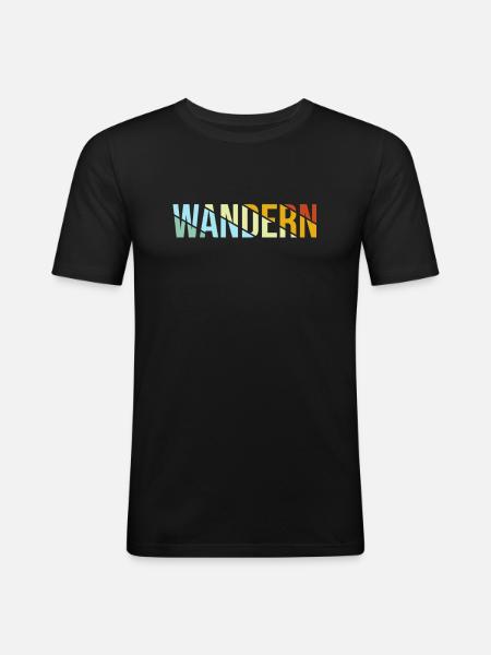 Wandern Retro - Männer Slim Fit T-Shirt - Schwarz