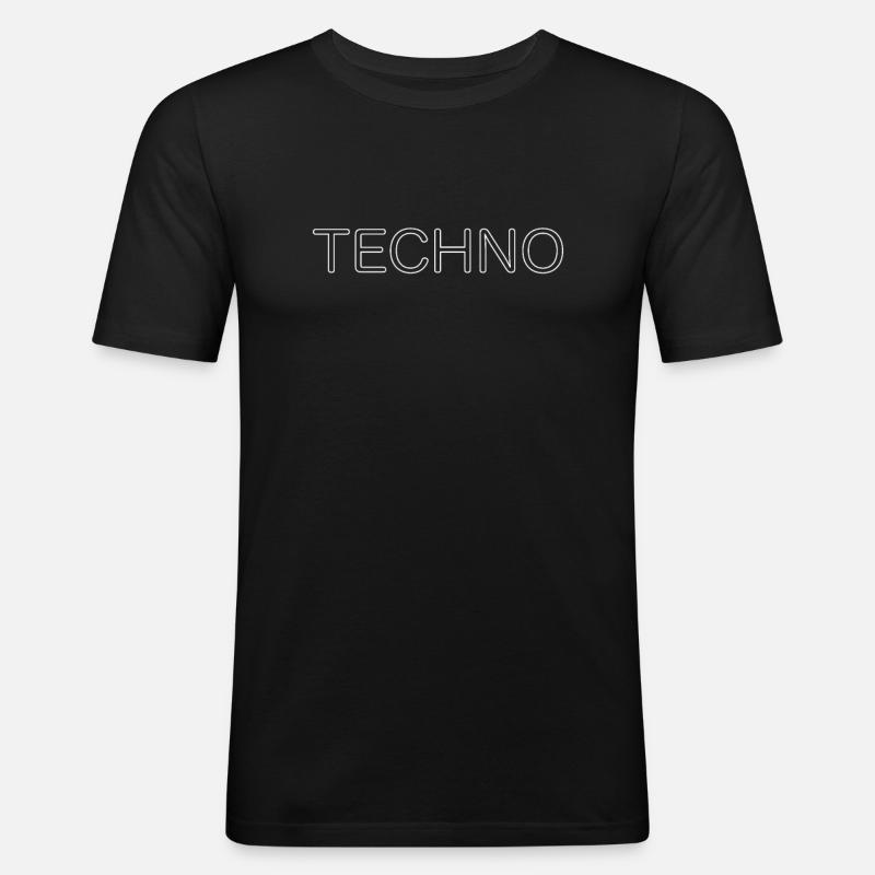 Techno - Männer Slim Fit T-Shirt - Schwarz