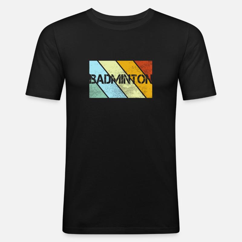Badminton Retro - Männer Slim Fit T-Shirt - Schwarz
