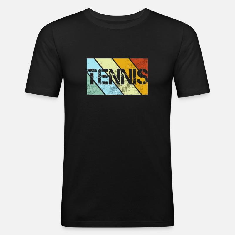 Tennis Retro - Männer Slim Fit T-Shirt - Schwarz