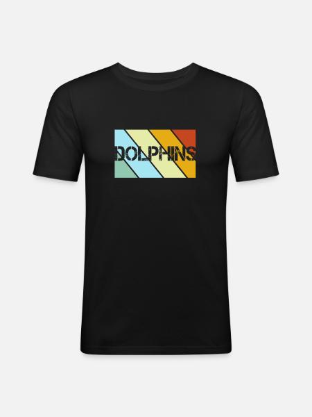 Dauphin Rétro - T-shirt près du corps Homme - noir