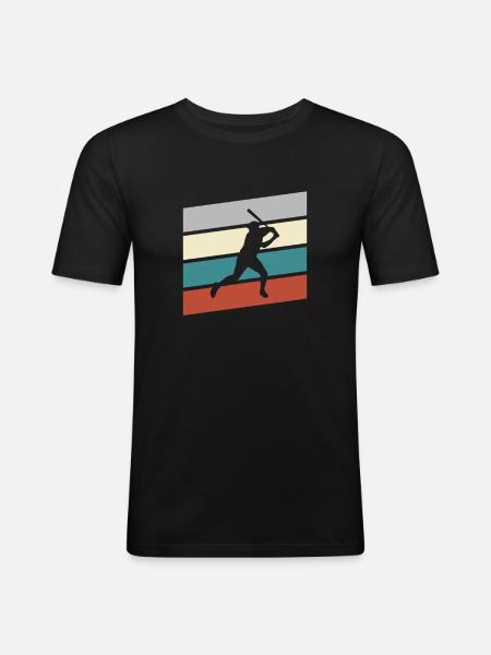 Baseball Rétro - T-shirt près du corps Homme - noir