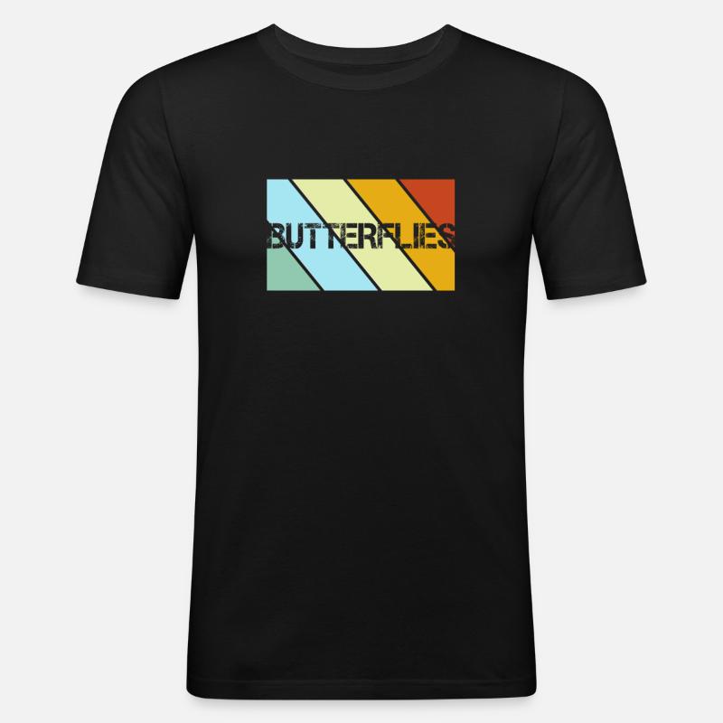 Schmetterlinge Retro - Männer Slim Fit T-Shirt - Schwarz