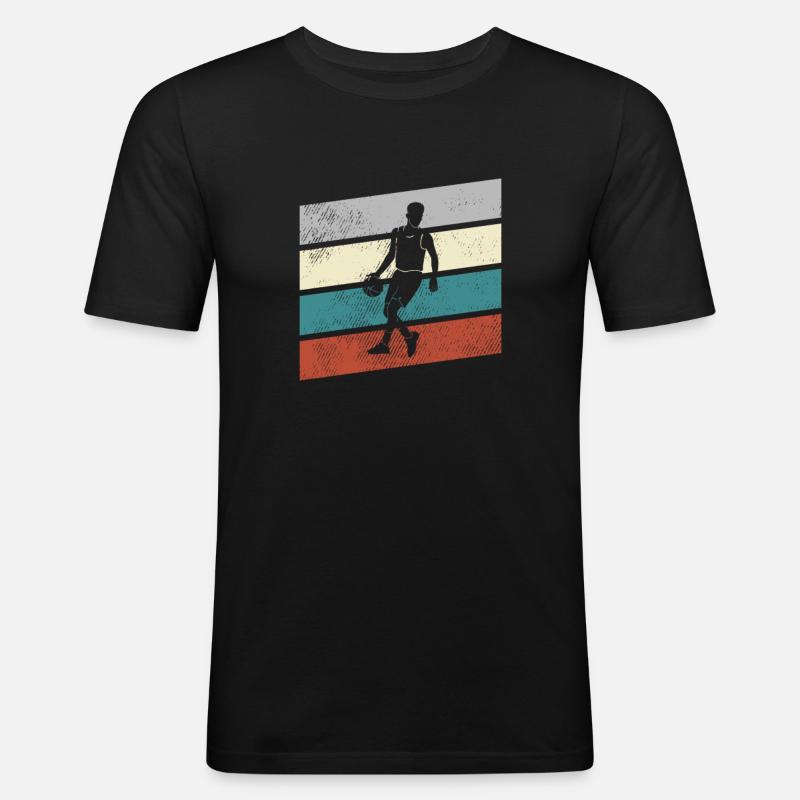Basketball Retro - Männer Slim Fit T-Shirt - Schwarz