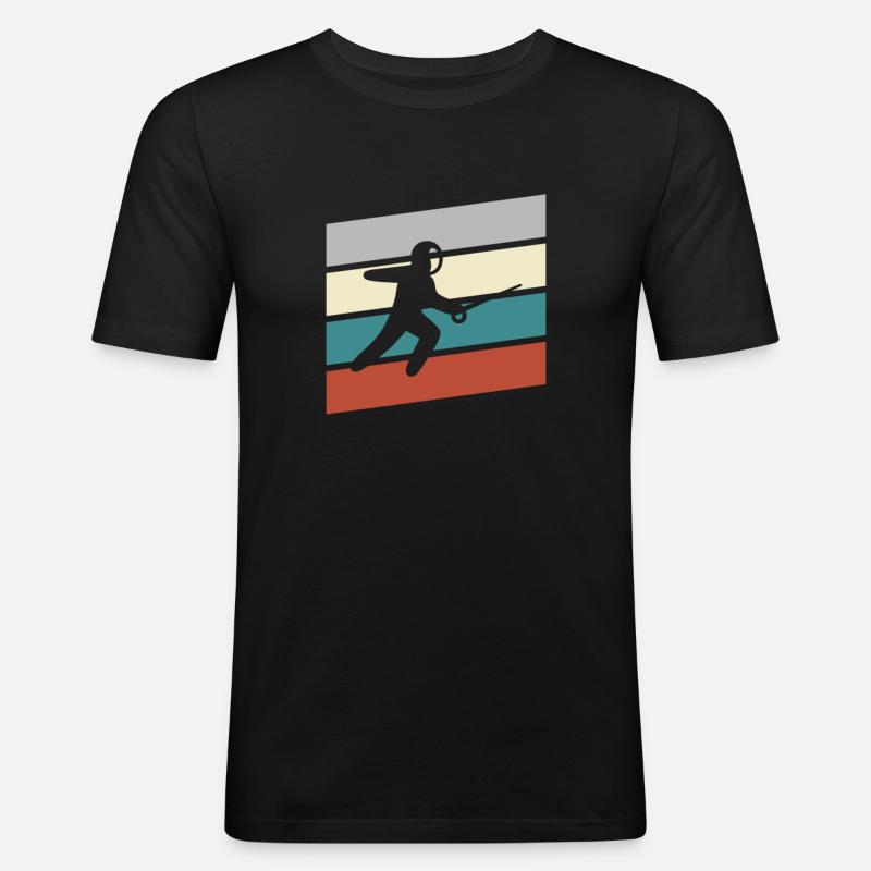 Fechten Retro - Männer Slim Fit T-Shirt - Schwarz
