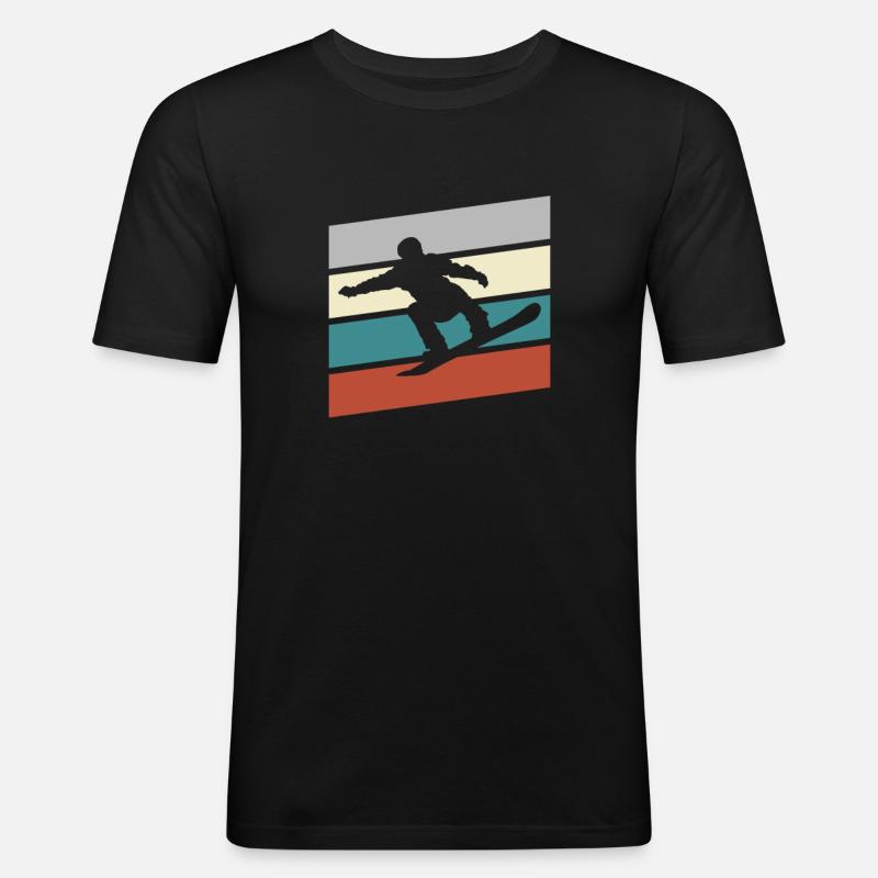 Snowboarding Retro - Männer Slim Fit T-Shirt - Schwarz