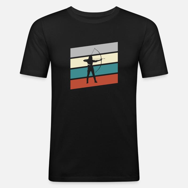 Bogenschießen Retro - Männer Slim Fit T-Shirt - Schwarz