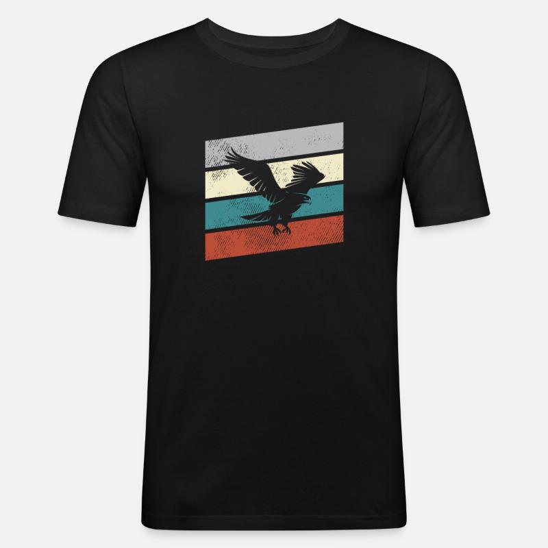 Adler Retro - Männer Slim Fit T-Shirt - Schwarz