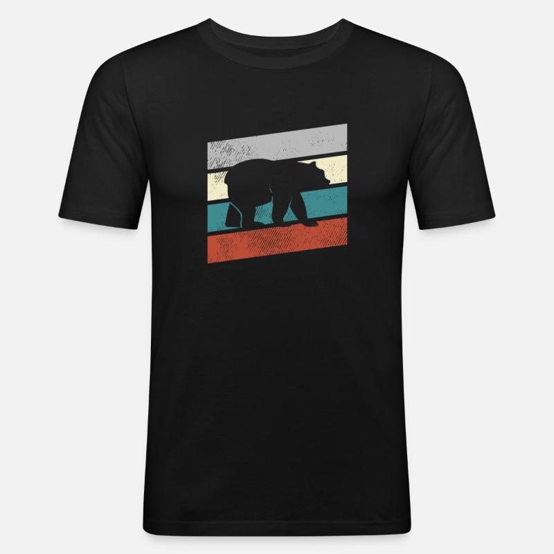 Bär Retro - Männer Slim Fit T-Shirt - Schwarz