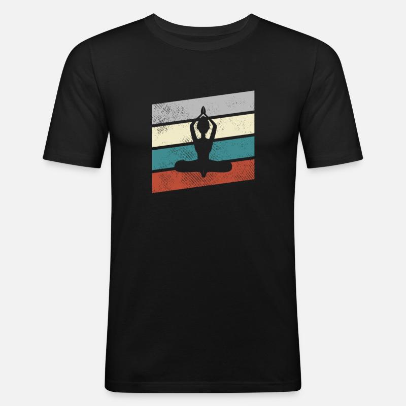 Yoga Retro - Männer Slim Fit T-Shirt - Schwarz