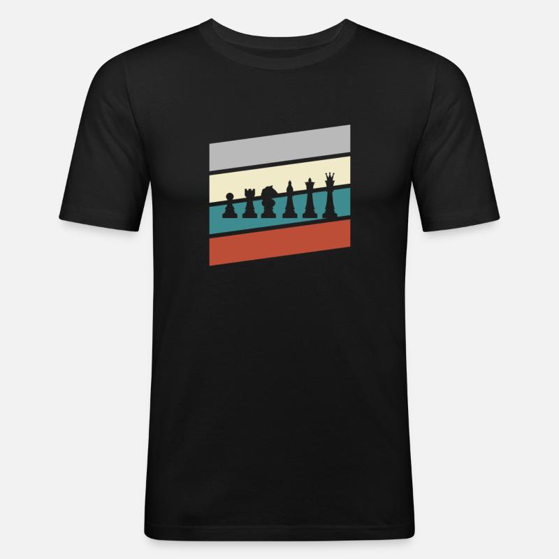 Schach Retro - Männer Slim Fit T-Shirt - Schwarz