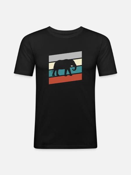 Éléphant Rétro - T-shirt près du corps Homme - noir